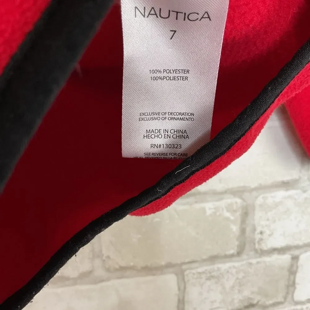 Nautica Kids Red & Black Quarter-Zip Sweater Size 7